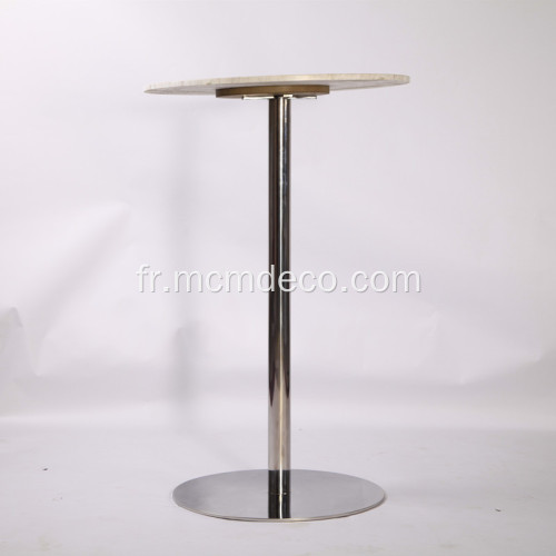 Table de bar de style court avec base en acier inoxydable